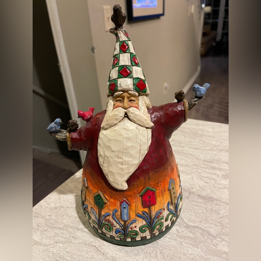 Jim Shore Heartwood Creek Santa with birds. 2002.